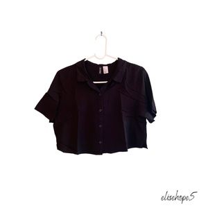 Divided H&M Black Cropped Button Down